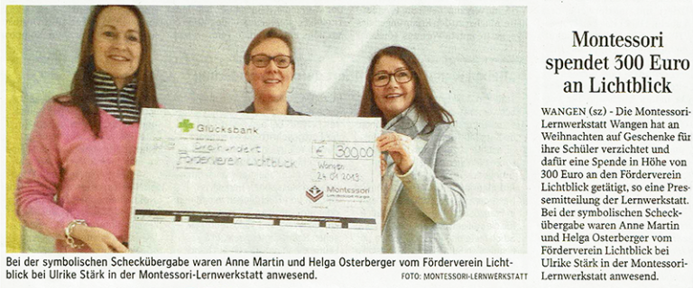 Montessori überreicht Spende