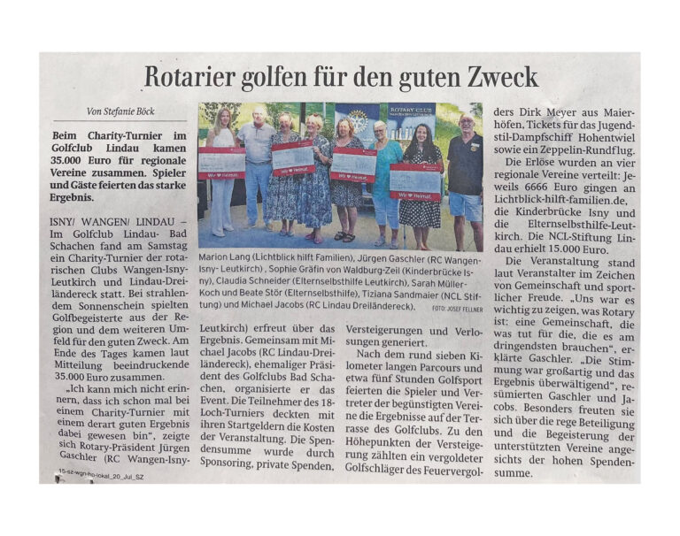 Benefizgolfturnier veranstaltet vom Rotary-Club Wangen-Isny-Leutkirch 